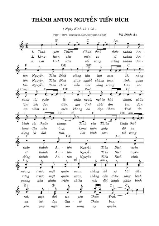 Sheet PDF of Thánh Antôn Nguyễn Tiến Đích (12.08)