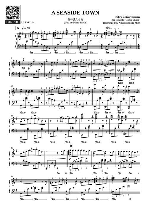 Sheet PDF of A SEASIDE TOWN Piano