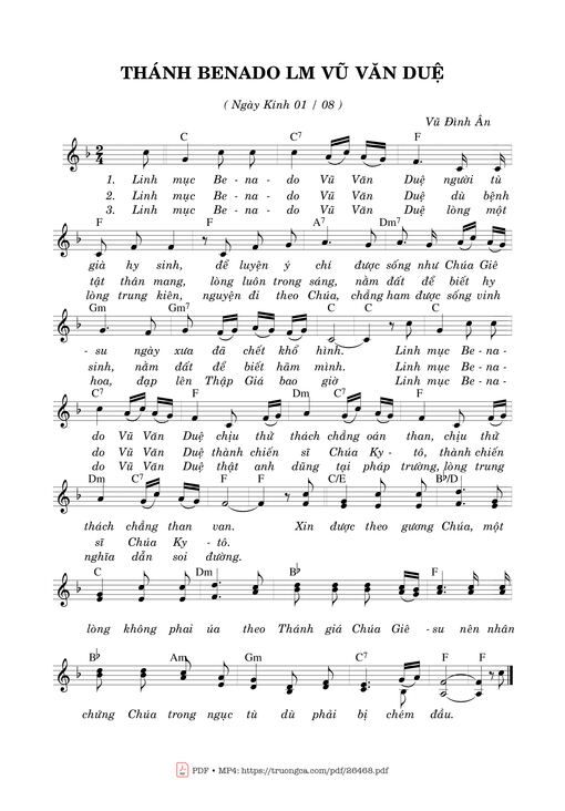 Thánh Benado Lm. Vũ Văn Duệ (01.08)