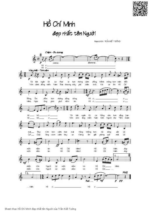Sheet PDF of Hồ Chí Minh đẹp nhất tên Người