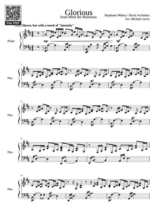 Glorious Piano - Stephanie Mabey / David Archuleta Arr. Michael Jarvis