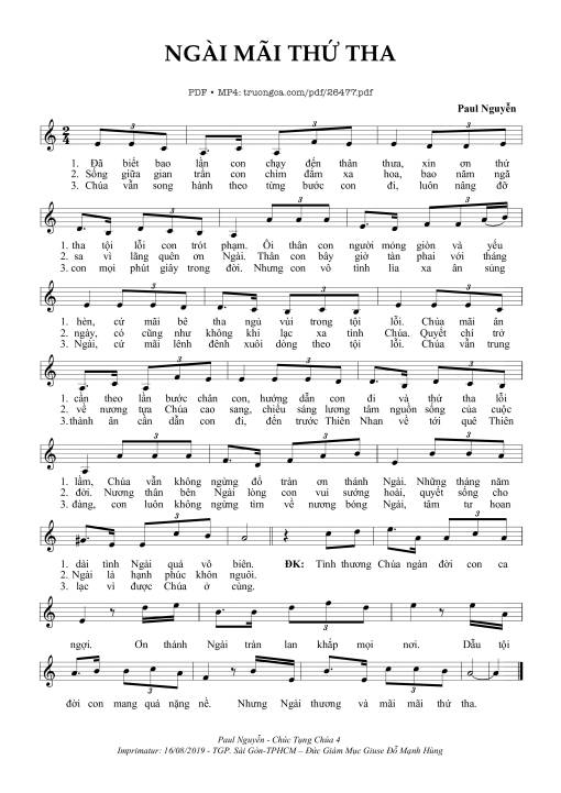 Sheet PDF of Ngài Mãi Thứ Tha