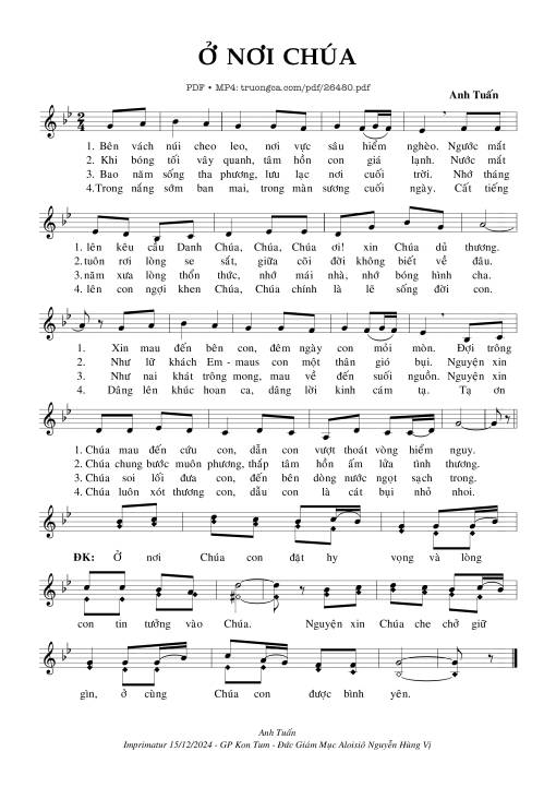 Sheet PDF of Ở Nơi Chúa - Anh Tuấn