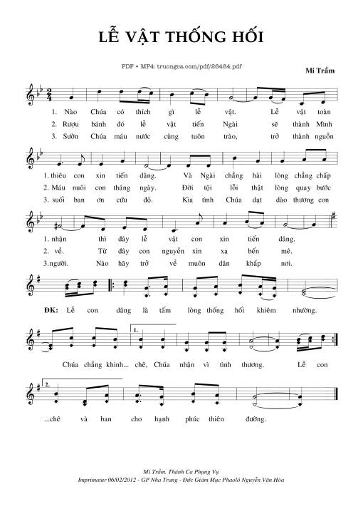 Sheet PDF of Lễ Vật Thống Hối