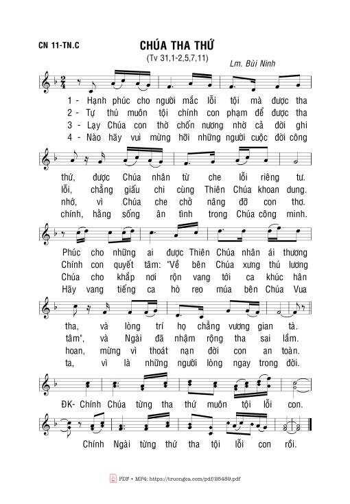 Sheet PDF of Thánh Vịnh 31, Chúa Tha Thứ