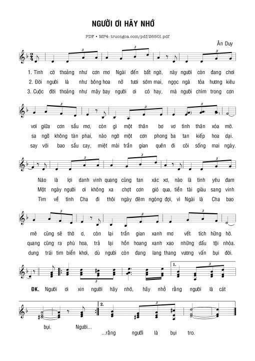 Sheet PDF of Người Ơi Hãy Nhớ