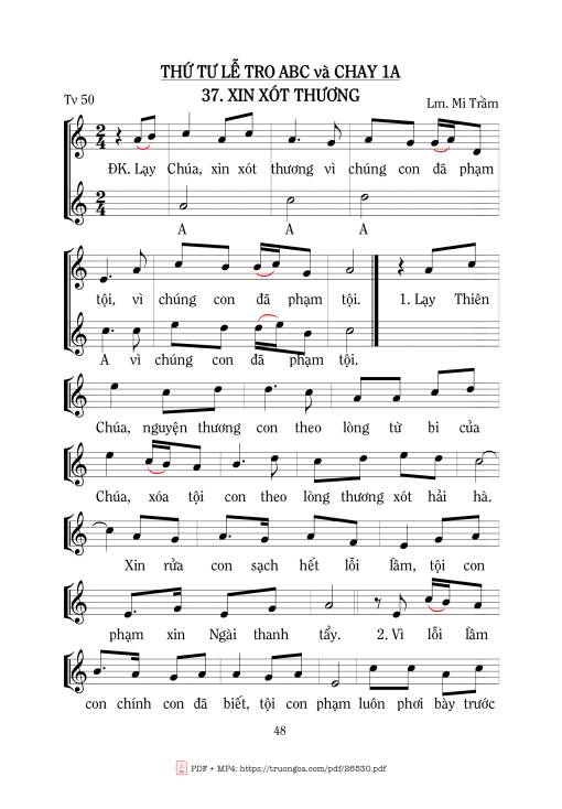 Sheet PDF of Thánh Vịnh 50, Xin Xót Thương