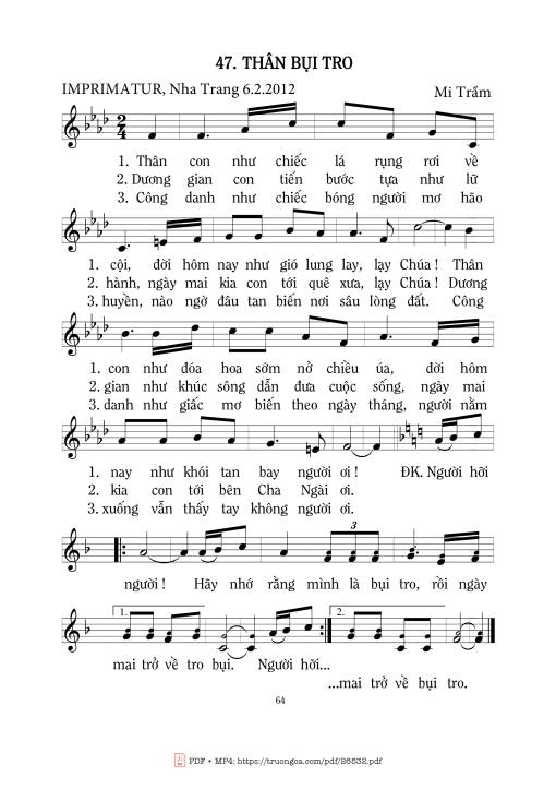 Sheet PDF of Thân Bụi Tro