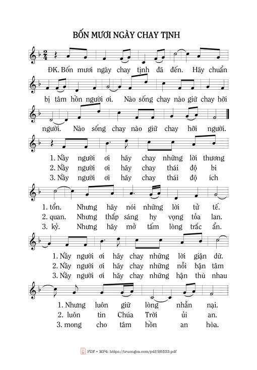 Sheet PDF of Bốn Mươi Ngày Chay Tịnh