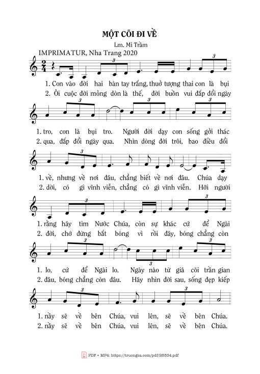 Sheet PDF of Một Cõi Đi Về