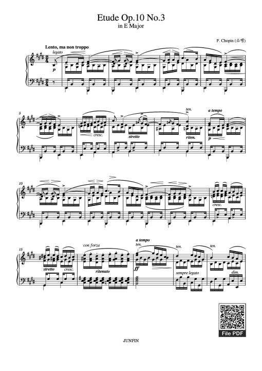 Sheet PDF of Etude Op.10 No.3 in E Major