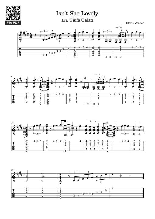 Isn't She Lovely Guitar TAB
