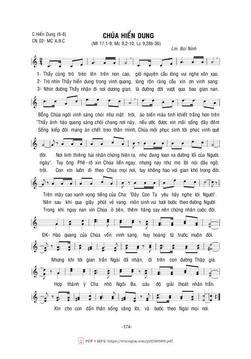 Sheet PDF of Chúa Hiển Dung