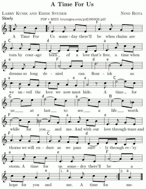A time for us - Chưa Chọn