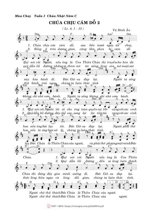 Sheet PDF of Chúa Chịu Cám Dỗ 2
