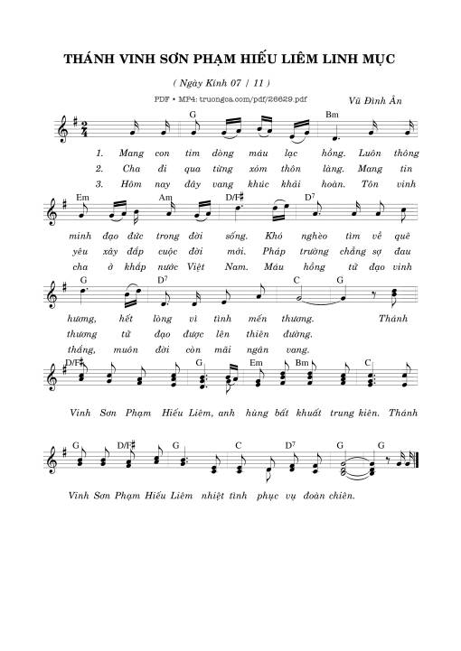 Sheet PDF of Thánh Vinh Sơn Phạm Hiếu Liêm Linh Mục (07.11)