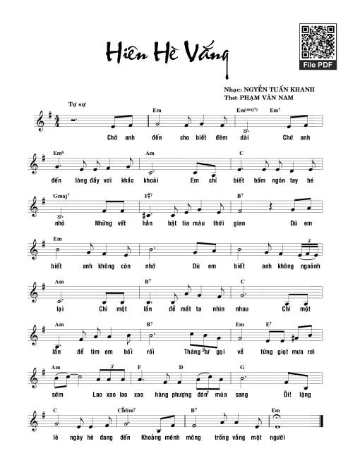 Sheet PDF of Hiên hè vắng
