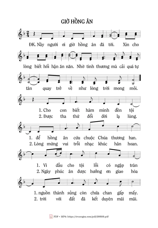 Sheet PDF of Giờ Hồng Ân