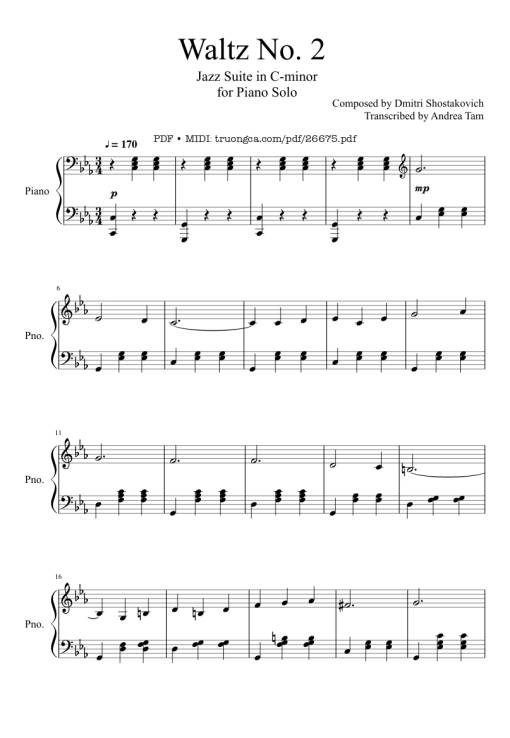 Waltz No. 2 Shostakovich Piano