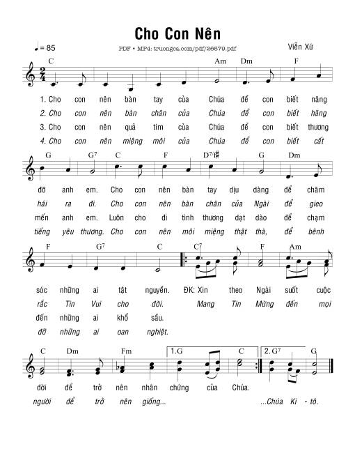 Sheet PDF of Cho Con Nên - Viễn Xứ