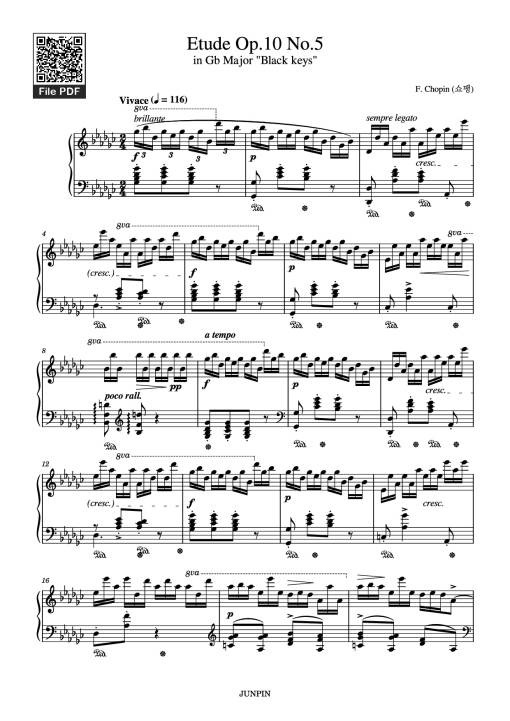 Sheet PDF of Etude Op.10 No.5 in Gb Major 