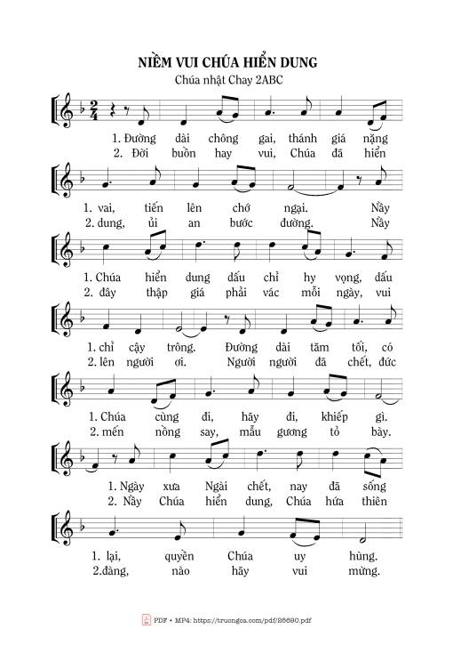 Sheet PDF of Niềm Vui Chúa Hiển Dung