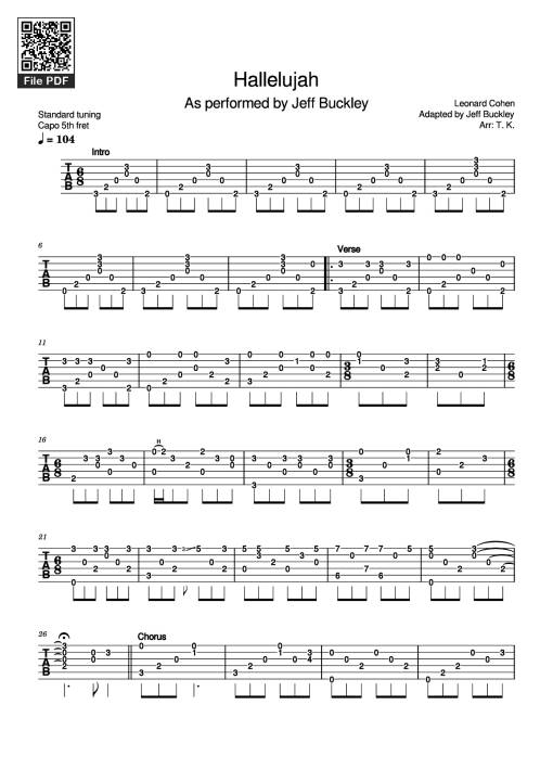 Hallelujah Guitar TAB