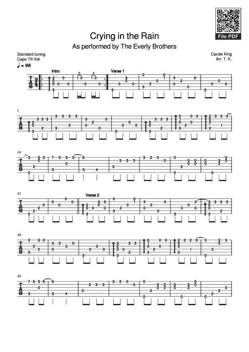 Crying in the Rain Guitar TAB