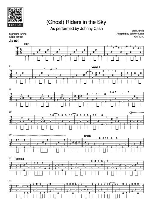 (Ghost) Riders in the Sky Guitar TAB