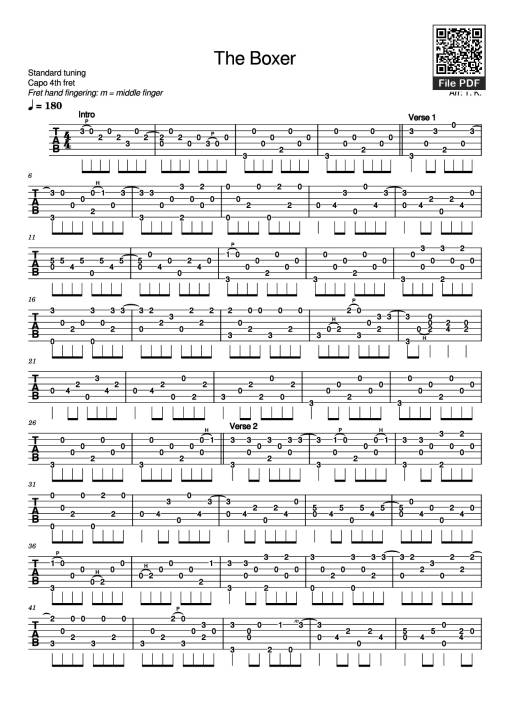 The Boxer Guitar TAB
