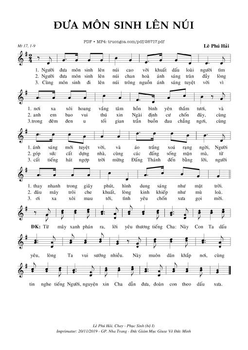 Sheet PDF of Đưa Môn Sinh Lên Núi