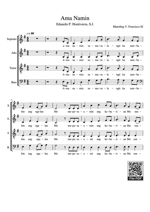 Sheet PDF of Ama Namin - Manoling V. Francisco SJ