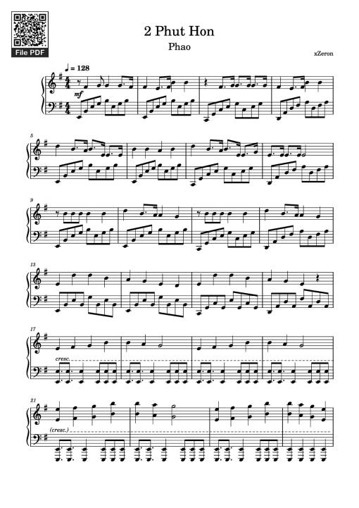 Sheet PDF of 2 Phut Hon Piano