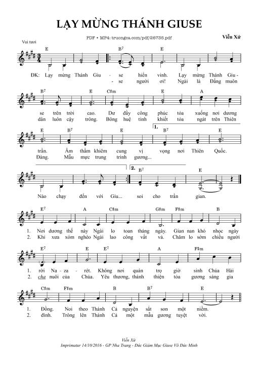 Sheet PDF of Lạy Mừng Thánh Giuse