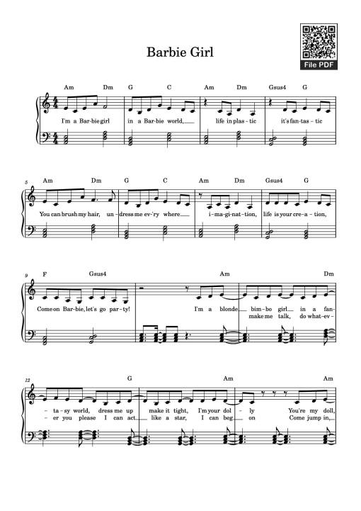 Sheet PDF of Barbie Girl Piano
