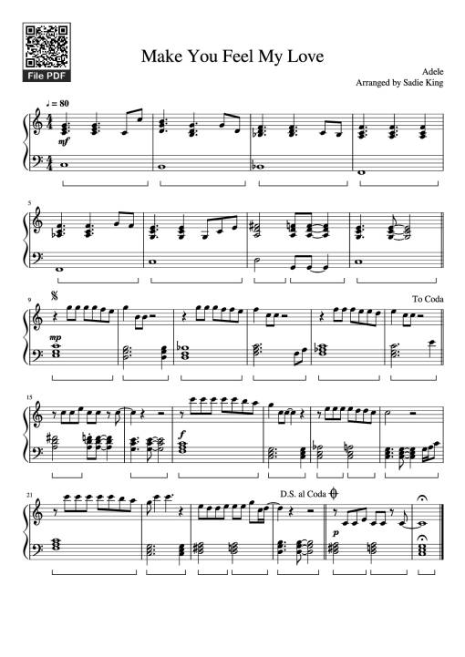 Sheet PDF of Make You Feel My Love Piano
