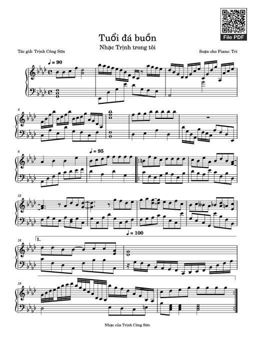 Sheet PDF of Tuổi đá buồn Piano