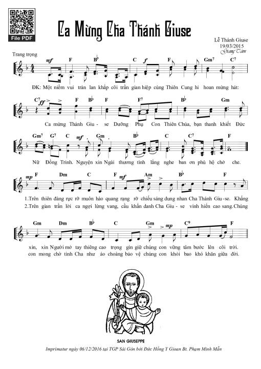 Sheet PDF of Ca Mừng Cha Thánh Giuse