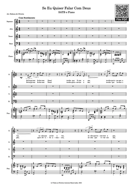 Se Eu Quiser Falar Com Deus Piano