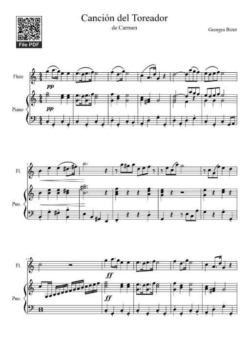 Sheet PDF of Canción del Toreador Piano