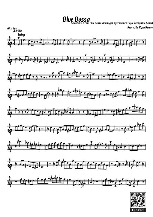 Sheet PDF of Blue Bossa Piano