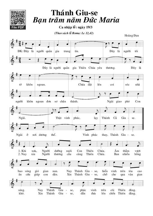 Sheet PDF of Thánh Giuse Bạn Trăm Năm Đức Maria