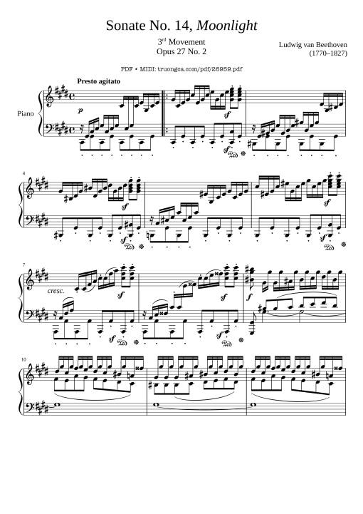 Sonate No. 14, Moonlight, 3rd Movement