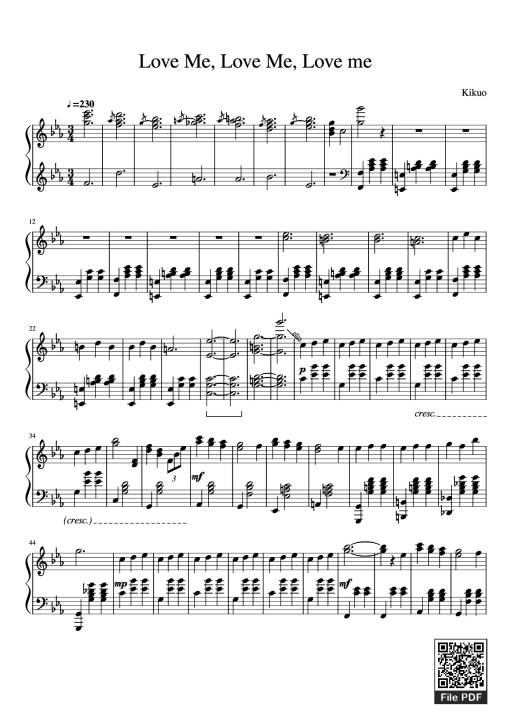 Sheet PDF of Love Me, Love Me, Love me Piano