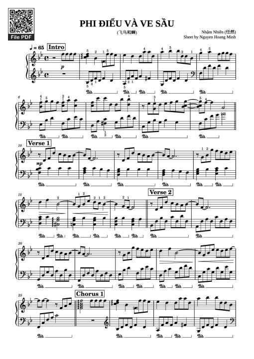 Sheet PDF of PHI ĐIỂU VÀ VE SẦU Piano