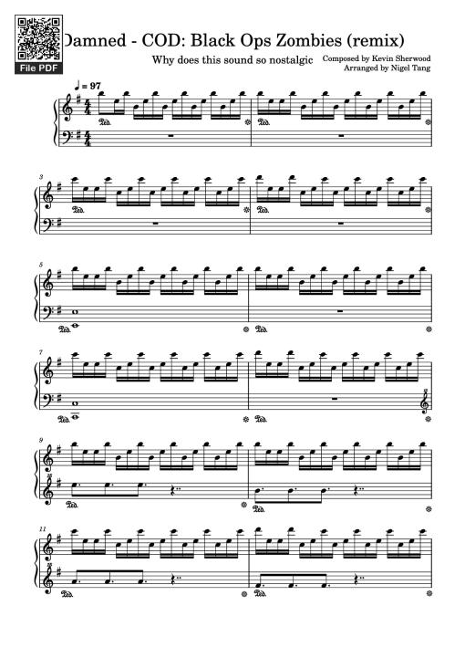 Damned - COD: Black Ops Zombies (remix) Piano