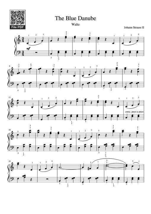 Sheet PDF of The Blue Danube Piano