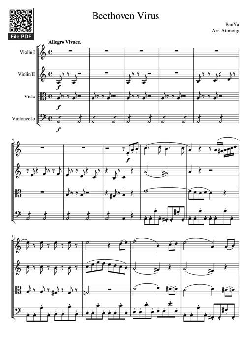 Sheet PDF of Beethoven Virus Violin