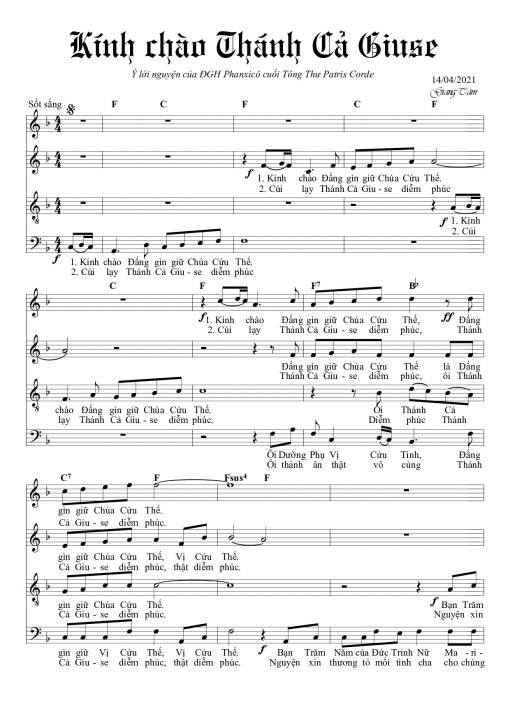 Sheet PDF of Kính Chào Thánh Cả Giuse
