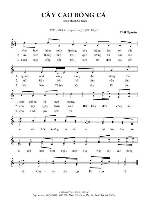 Sheet PDF of Cây Cao Bóng Cả